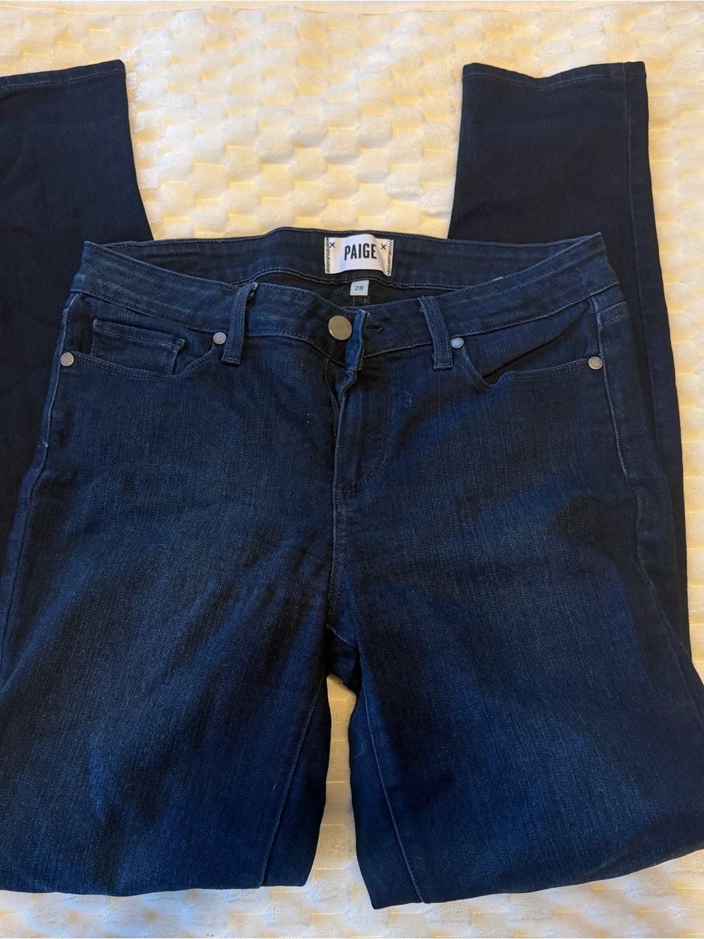 PAIGE High Rise Dark Indigo Skinny Jeans